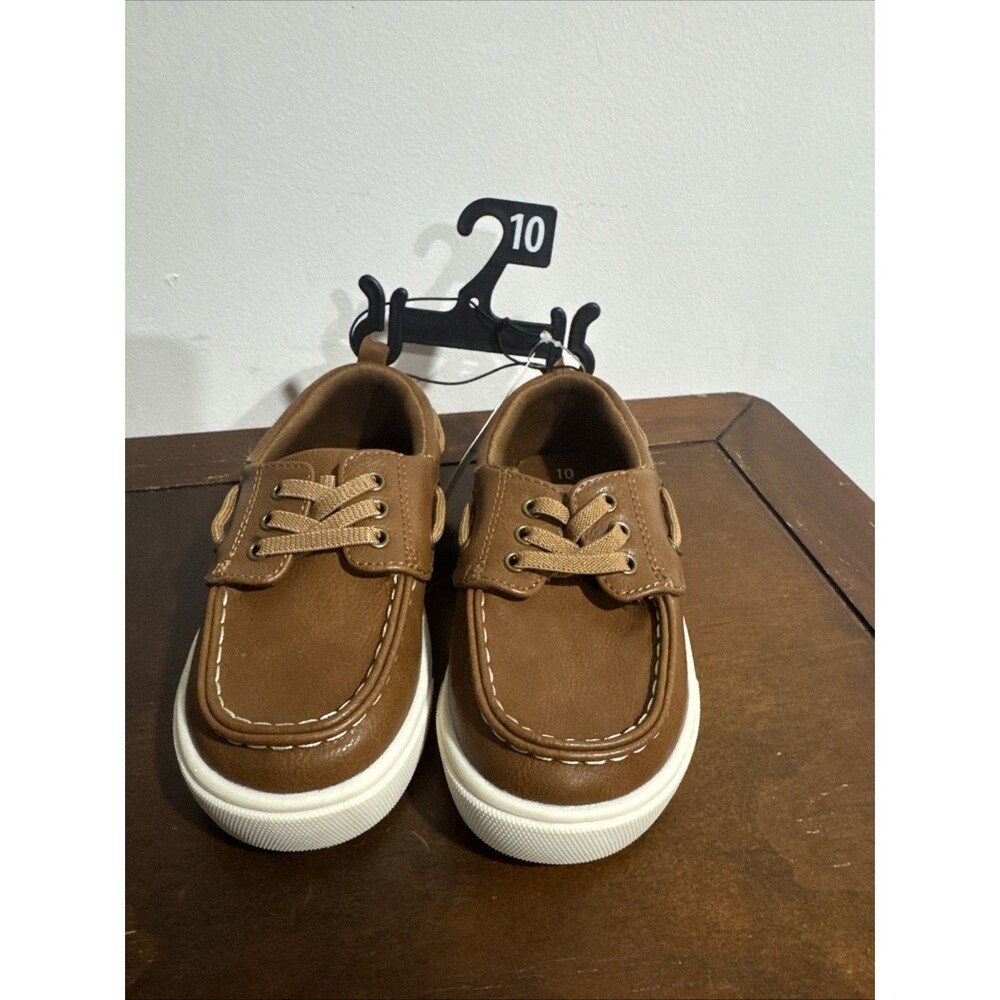 NEW Wonder Nation Casual Slip On Boat Shoe Brown Boys Size 10